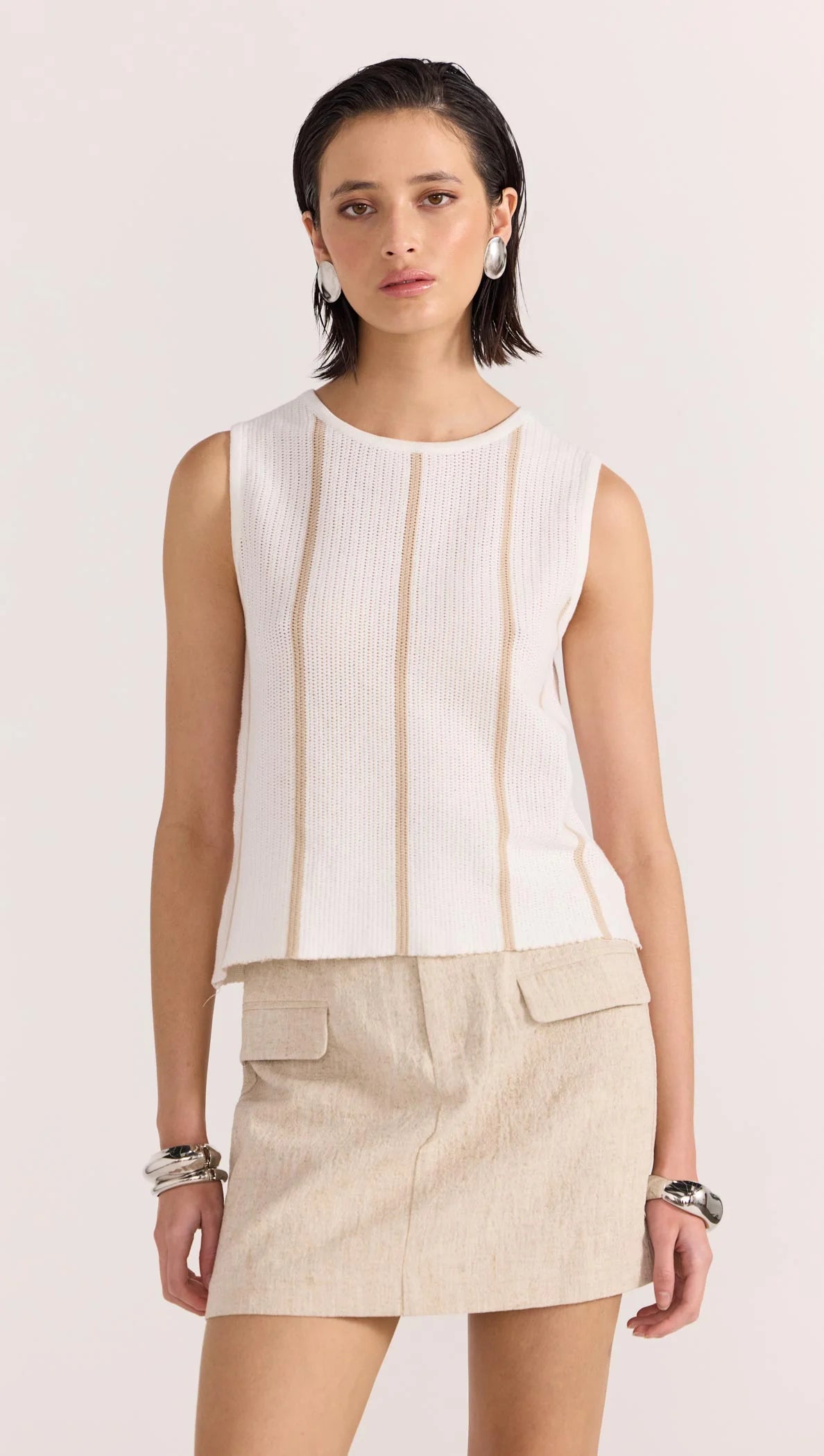 Staple The Label - Mason Mini Skirt - Natural-Marle